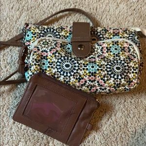 Crossbody purse with RFID wallet set